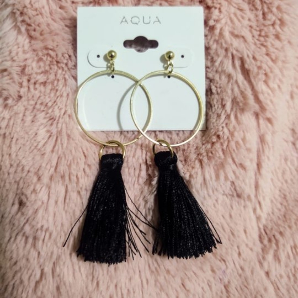 Aqua tassel earrings